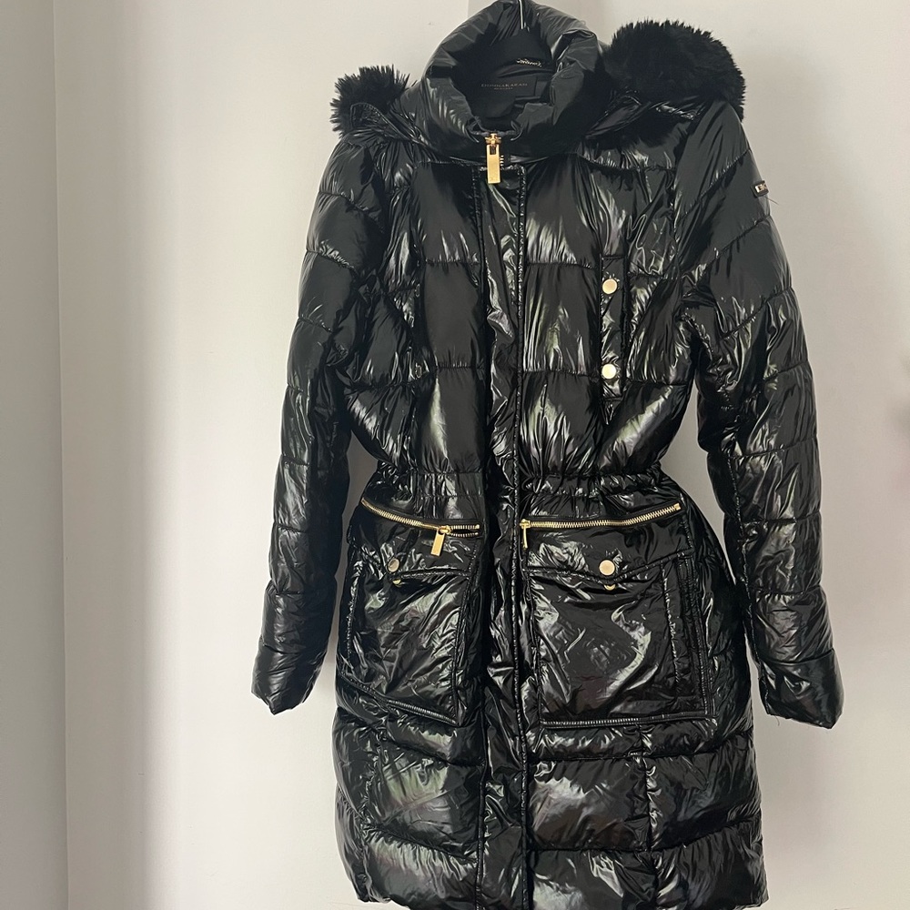 Donna Karen Shiny puffer coat